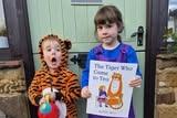 Sienna, aged five, and William, aged three, as Sophie and the Tiger who came to Tea.