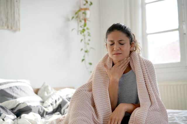 A cough, muscle pain, fatigue and a sore throat could be more common in those who test positive for the new UK variant of Covid (Photo: Shutterstock)