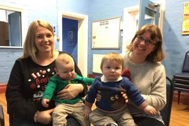 Group members from East Hunsbury, Rachel Glanville with Henry and Lian Elliot with Archie