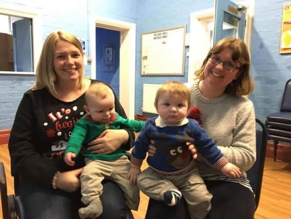 Group members from East Hunsbury, Rachel Glanville with Henry and Lian Elliot with Archie