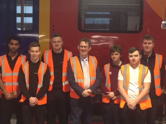 Apprentices with Minister for Rail Paul Maynard MP.