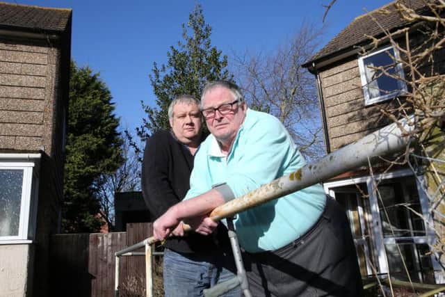 Shaun Oakey and Richard Crow in Toms Close, Collingtree, back in 2015. The men said they were being forced out of their homes so the council could develop the site.