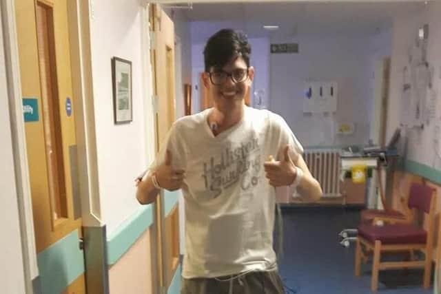Brogan Lowdon after his operation on Tuesday