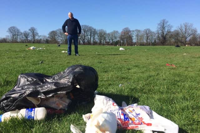 Councillor Graham Walker on Delapre Park. "I've been here since 7am bagging their rubbish."
