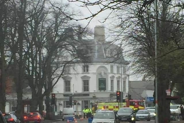 The road has been partially blocked near the White Elephant pub in Northampton
