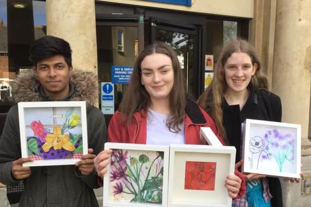 Art students have brightened up Northampton General Hospital with spring-inspired artwork