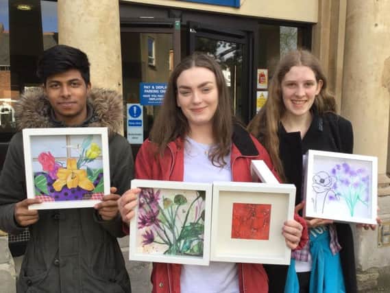 Art students have brightened up Northampton General Hospital with spring-inspired artwork
