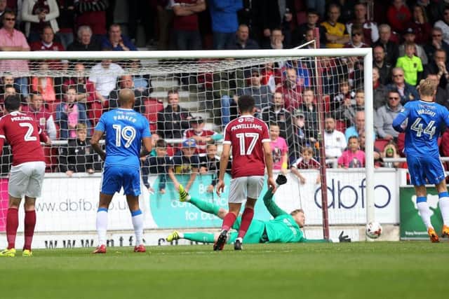 David Cornell saves Josh Wright's penalty (Pictures: Sharon Lucey)