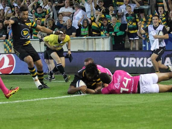 Ahsee Tuala's try helped Saints to beat Stade Franais in the Champions Cup play-off final (picture: Sharon Lucey)