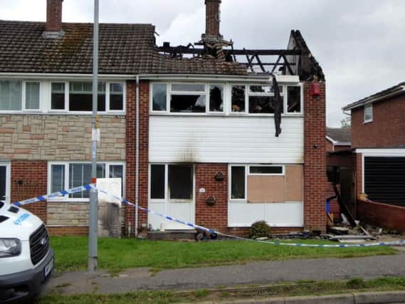 The fire tore apart a family home in Towcester.