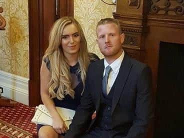 Daniel Butcher with fiancee, Hayley.