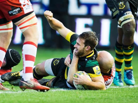 Nic Groom grabbed Saints' second try against Gloucester (pictures: Kirsty Edmonds)