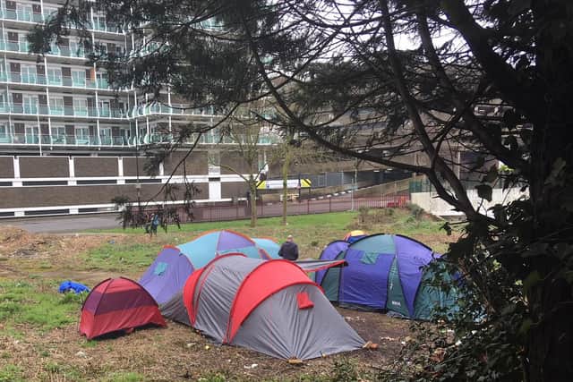 The family-size tents have taken up residence on the empty Greyfriars site off Lady's Lane.