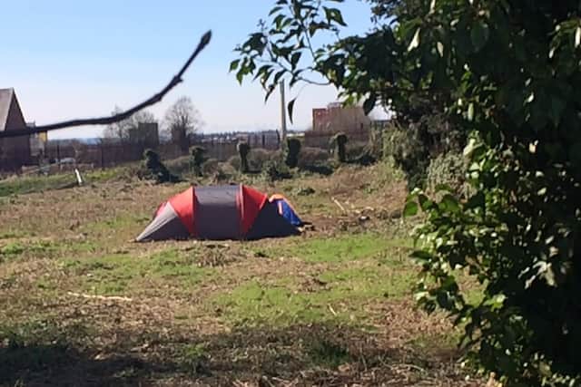 The first tents were set up on the site last week, but the number has now grown to five.