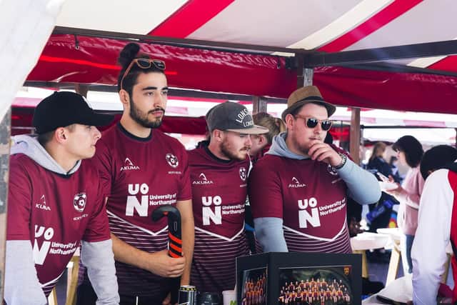 The university's hockey team signs up new members.