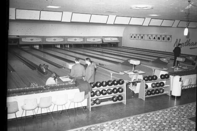 Ten-pin bowling at Fair Lanes Bowl, Weedon Road, Northampton, now Beacon Bingo, in November 18, 1964