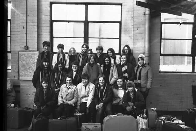 Pupils from Abington Vale Secondary School, Northampton,  off on a school trip to Austria, February 13, 1969