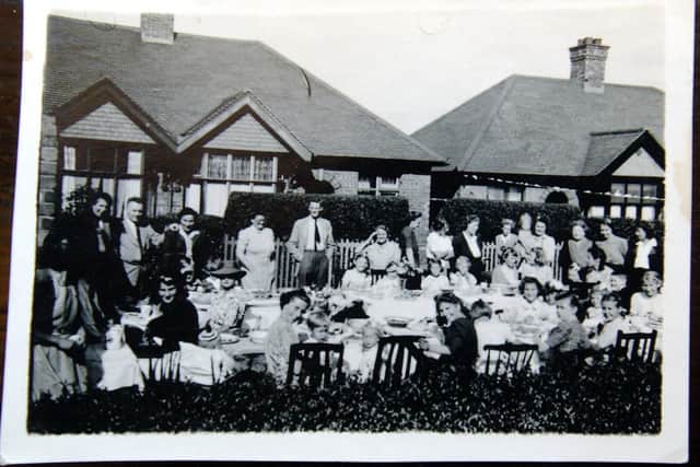A victory tea  party to celebrate end of the Second World War, Stanton Avenue, Spinney Hill, Northampton in 1945