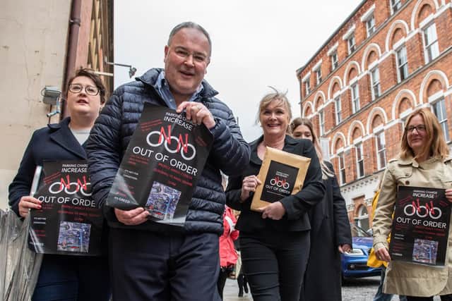 A protest group made up of Northampton's businesses marched on One Angel Square today.