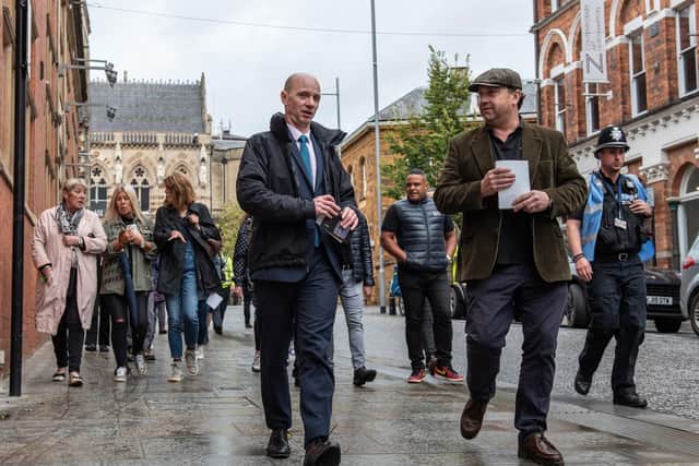 Over 60 people from dozens of town centre businesses turned out for the march.