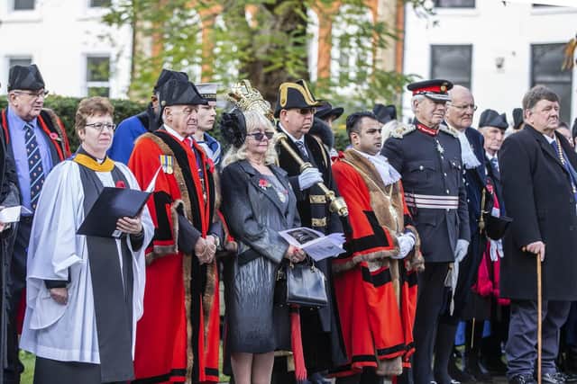 The wreath-laying ceremony and a small choir was led by an arrangement of Northampton's dignitaries.