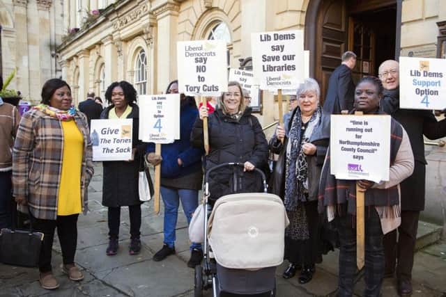 A protest gathered outside County Hall yesterday in support of Option Four.