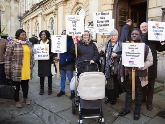 A protest gathered outside County Hall yesterday in support of Option Four.