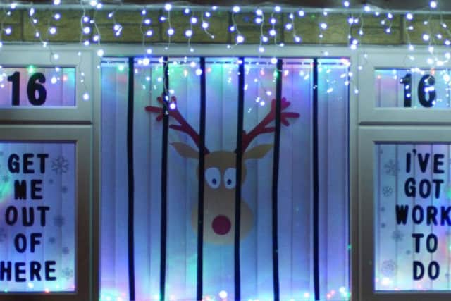 One of the advent calendar windows in Barby, Northamptonshire
