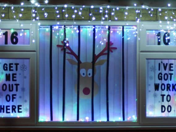 One of the advent calendar windows in Barby, Northamptonshire