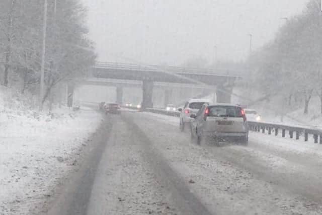Snow on Peterborough's Parkways today.  Photo: Shujah Saklain
