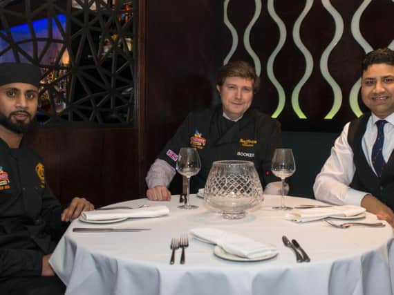 L-R: Mohammad Shajahan with Andrew Lewer and Saffron owner Naz Islam.