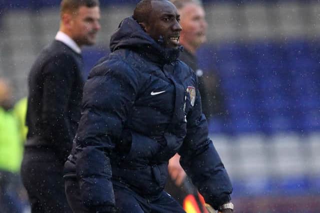 Jimmy Floyd Haselbaink shows his frustration during Saturday's 5-1 defeat at Oldham Athletic