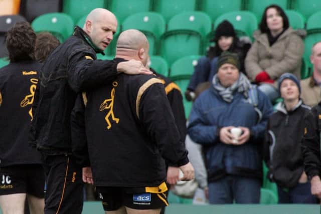 Jim Mallinder with Chris Budgen during Saints' season in England's second tier