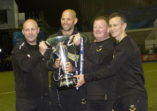 Jim Mallinder and his Saints coaches secured Challenge Cup glory and Premiership success in 2014 (picture: Linda Dawson)