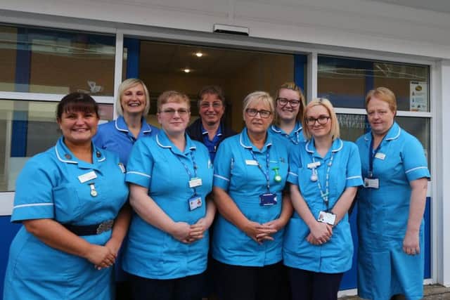 Pictured: Helen Stobart (ANP), Jenny Ball (staff nurse), Charlotte Anderson (staff nurse), Becki Willis (staff nurse), Claire Bird (staff nurse), Claire Coussens (ANP), Karen Jones (staff nurse), Julia Quatrine (staff nurse) and Gemma Dearsley (staff nurse).