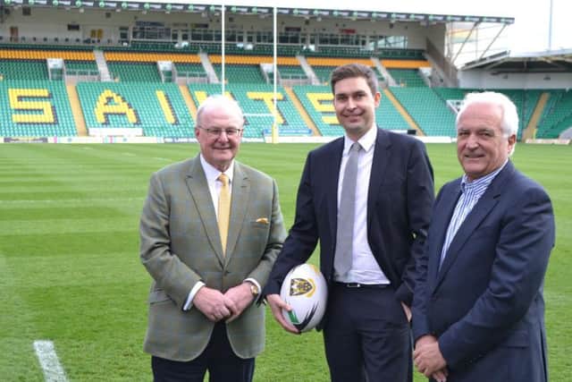 Mark Darbon (centre) insists Dan Biggar is still excited about joining Saints, despite the departure of Jim Mallinder