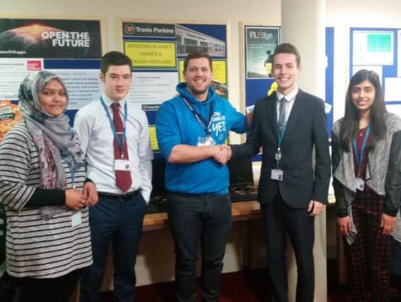 Pictured L-R: Mahima Haque, Ciaran Tierney, Niall Robinson from NCS, Jack Whaley, Hina Hothi