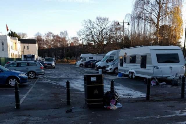 Five caravans have pitched up on the car park on the Racecourse.