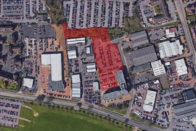 An aerial shot of Riverside House and its land in Northampton.