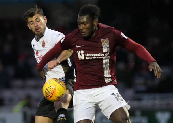 Aaron Pierre in action for the Cobblers against Walsall