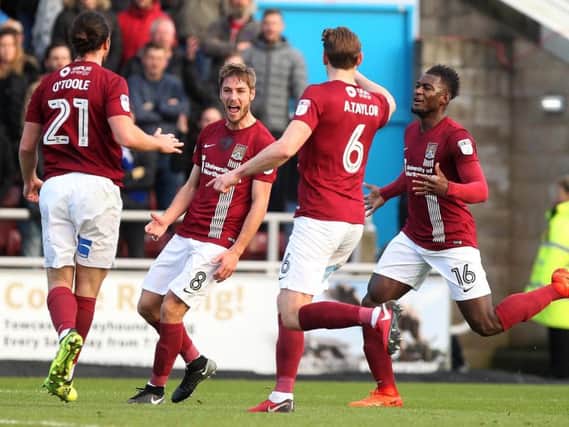 Sam Foley celebrates putting the Cobblers in front against Blackburn (Pictures: Sharon Lucey)