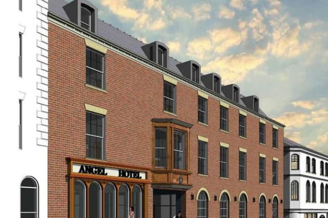 Artist's impression of the new-look Angel Hotel, as seen looking south down Bridge Street.
