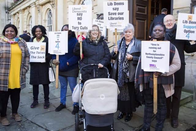 Campaigners gathered outside Northampton county hall before a full council meeting in November. (Picture: Kirsty Edmonds)