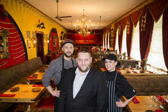 Kitchen manager, Marcus Hemming (centre) pictured with Medieval Fort chefs.