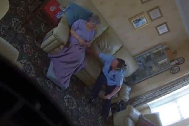 The moment the carer leaned in and slapped Mrs Marsden
