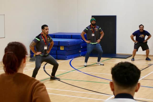 Ken Pisi and Ahsee Tuala led a Haka tutorial at St Andrew's Healthcare's adolescent unit.