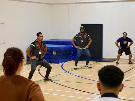 Ken Pisi and Ahsee Tuala led a Haka tutorial at St Andrew's Healthcare's adolescent unit.