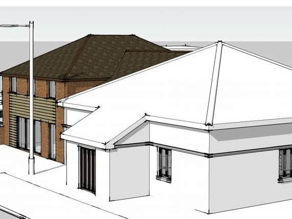 Architect drawings show the south east view of the office extension. Credit: RD.