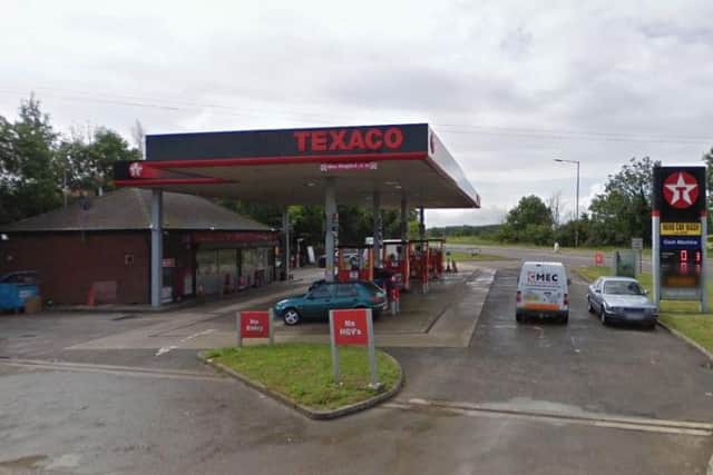 The incident happened on the A5 at the Texaco petrol station near Lutterworth.