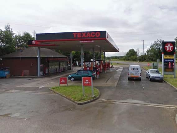 The incident happened on the A5 at the Texaco petrol station near Lutterworth.